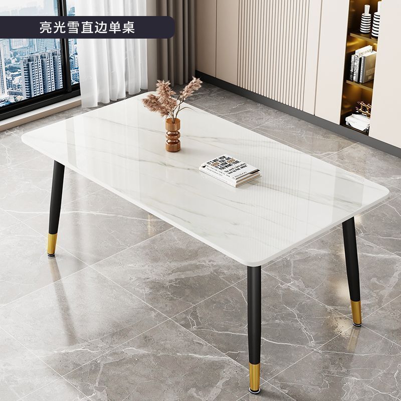 Nordic light luxury rock slab dining table and chair set - compact home, eight-person table, minimalist rental apartment dining table