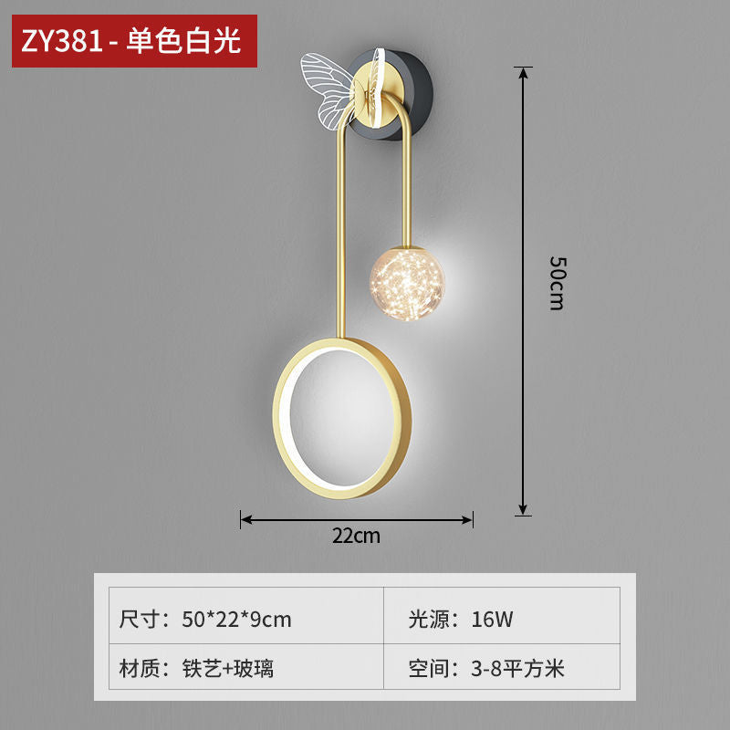Wall lamp 2025 new light luxury creative Nordic Internet celebrity bedroom bedside lamp high-end living room TV background wall wall wall lamp