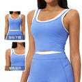 new arrival two-piece separates vestcontrast colornudefashioncasualtopsrunning sports intimates3129