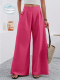 european and american cross-border  autumn new women's pocket high-waisted fashionable versatile wide-leg trousers commuting pants