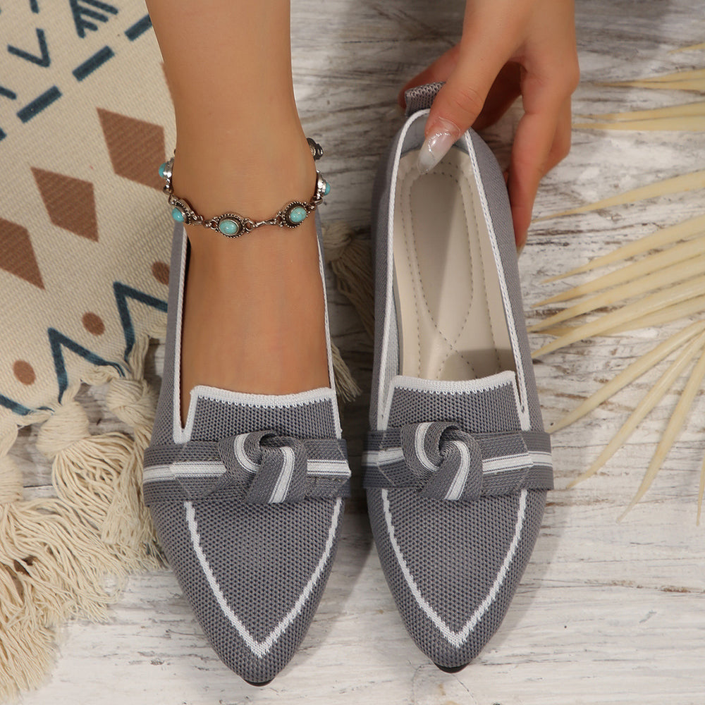 New  spring pointed-toe flat shoes - plus size fashion flyknit slip-on casual women's shoes for cross-border e-commerce