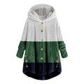 new fashion women's european and american button-down plush top color block multi-color hooded jacket