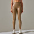 Clearance high waist hip belt t-line tights brushed pu plus size leather pants yoga fitness casual sports bottom pants