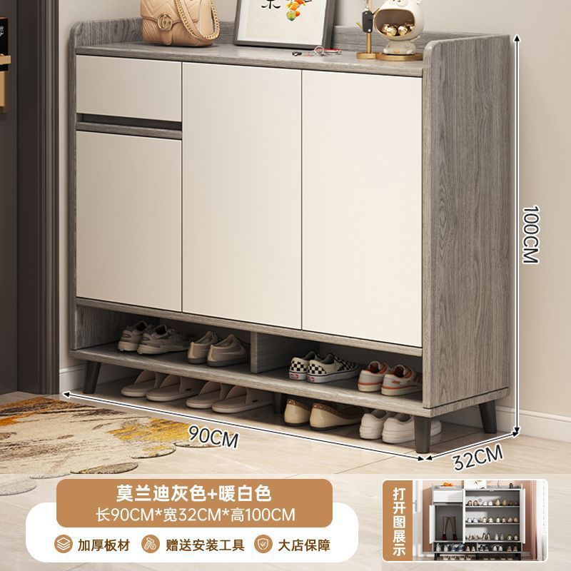 Solid wood shoe cabinet, indoor corridor at the entrance of the home, large-capacity new entry entrance cabinet, light luxury shoe rack