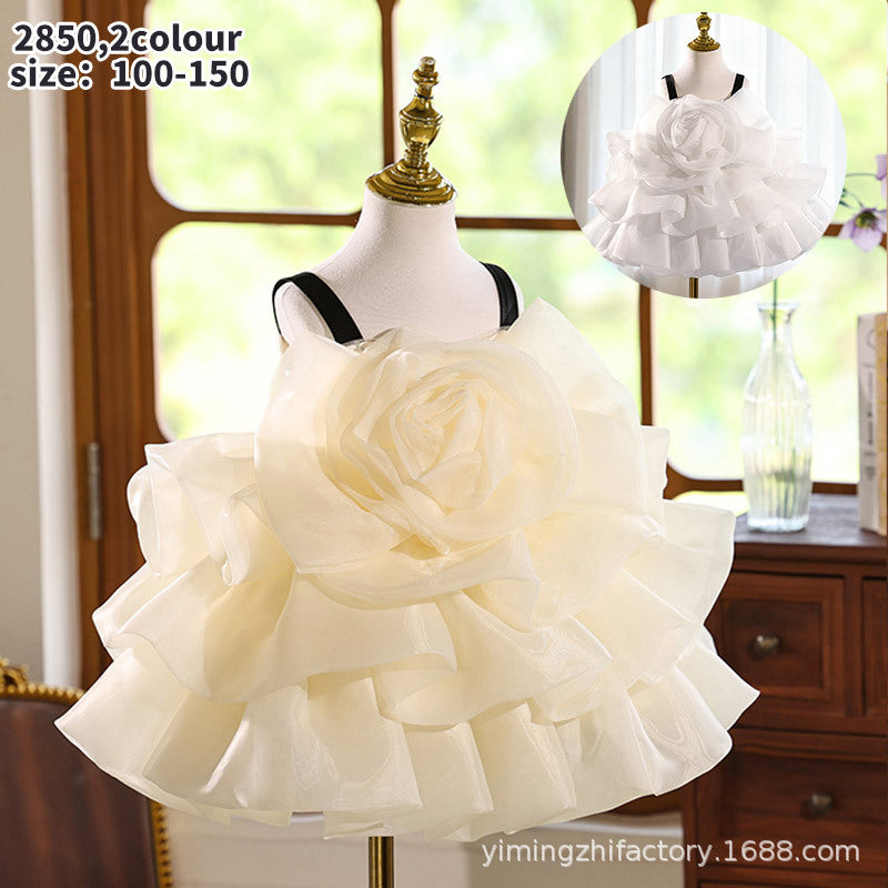 Girls' dresses flower girl wedding little girl first birthday dress sundress cross-border foreign trade princess dress wholesale