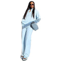European and american cross-border african women's fashion  summer new solid color turn-down collar long sleeve shirt and high-waisted pants fashion set