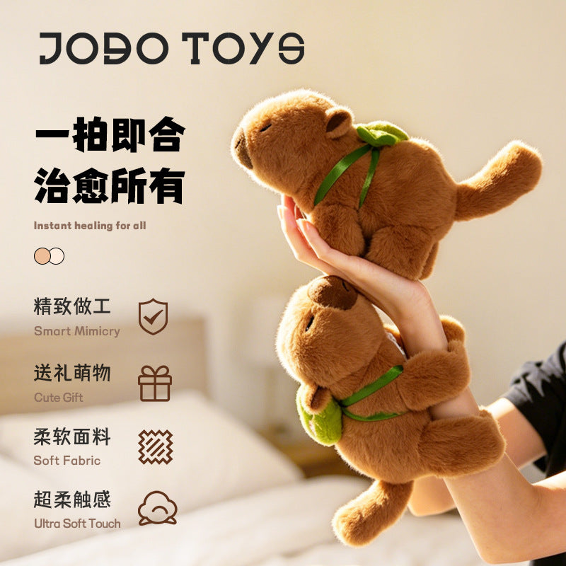 Influencer capybara slap bracelet - plush doll style wristband with frog, turtle, and football charms - soft, cute, and stress-relieving