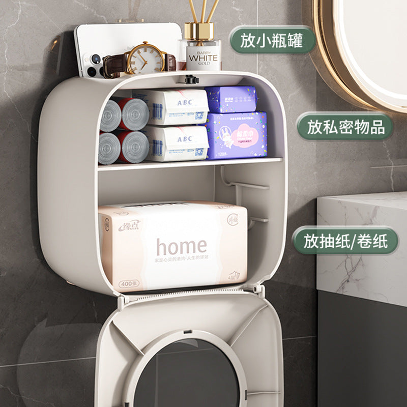 Bathroom tissue box wall-mounted toilet paper holder roll dispenser hand washroom bathroom punch-free waterproof storage rack