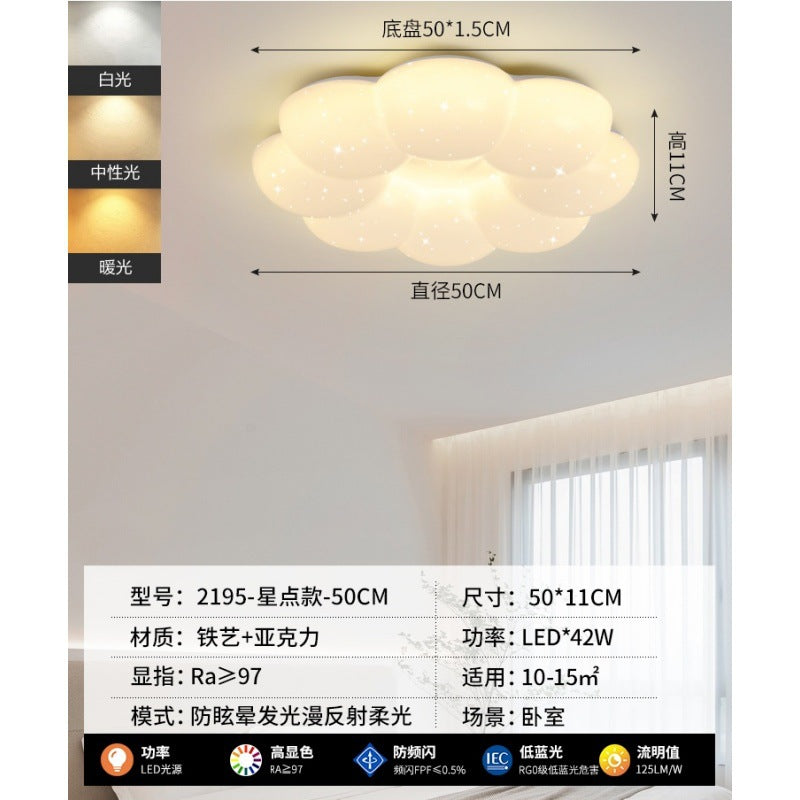 Huiyuan Cream Wind Master Bedroom Light Modern Jane Cloud Children's Room Lighting Restaurant LED Ceiling Light E