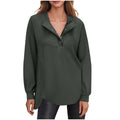 cross-border women's fashion casual solid color crew neck button-down long sleeve top hoodless sweatshirt