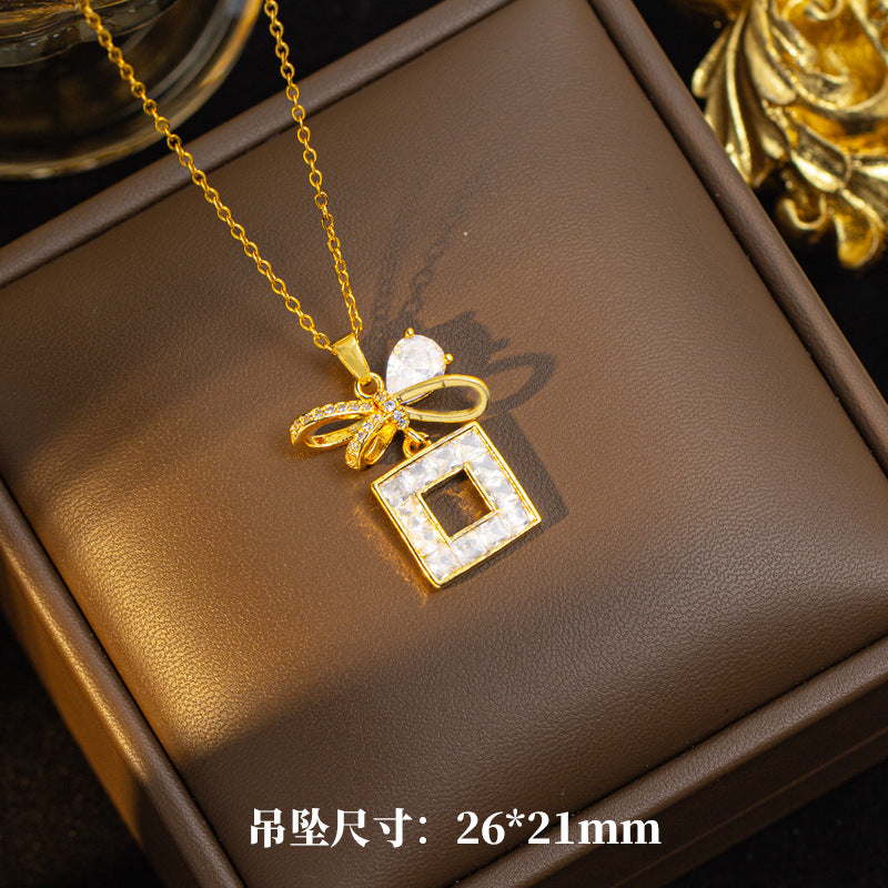 [set] cross-border fashion elegant light luxury full zirconium sweater chain exquisite copper micro-embedded earrings necklace jewelry combination