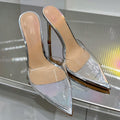 Yx transparent high heel sandals women's 2026 summer new fashion stiletto pointed toe sexy open toe thong sandals for outdoor wear