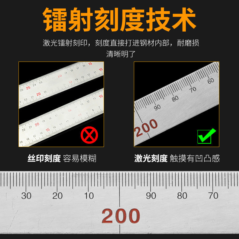 Square ruler 90 degree stainless steel thickened 300 500 600 woodworking decoration l-shaped ruler right-angled ruler thickened version