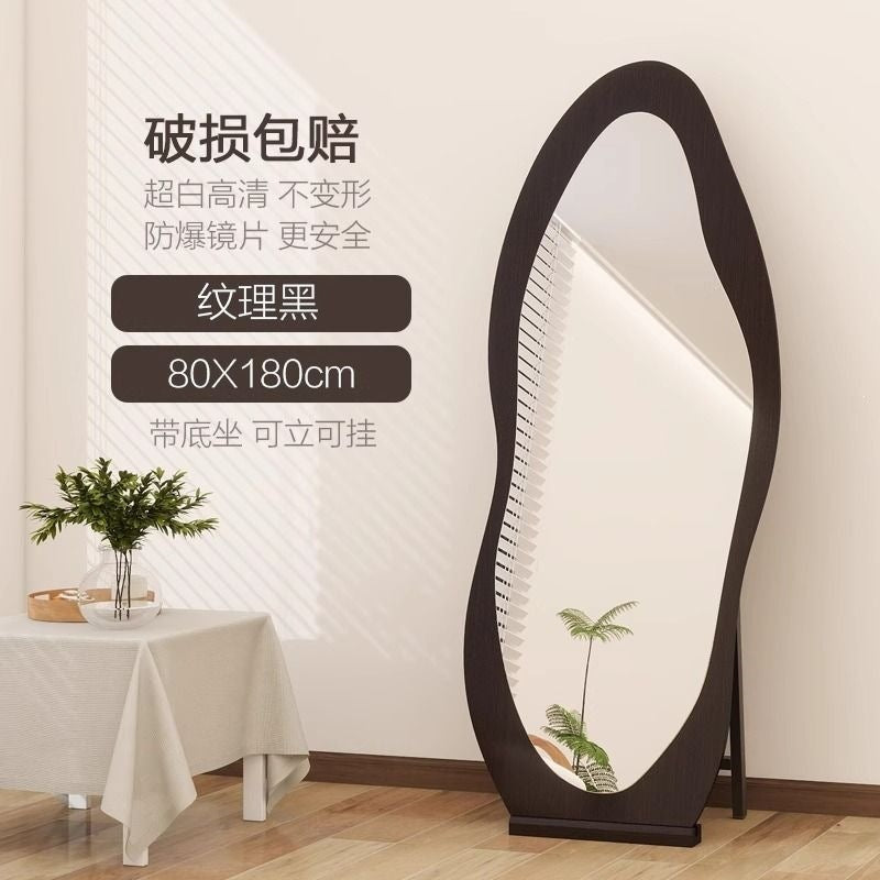 Clothing store fitting mirror new chinoiserie medieval full-length mirror for home living room floor-standing wall-mounted special-shaped mango full-length mirror