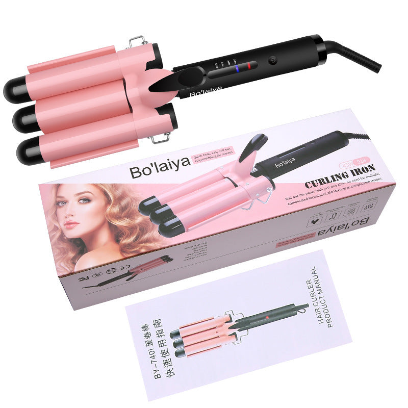 Cross-border egg roll head, three-tube curling iron, egg roll 32mm instant noodle head, big wave perm, no hair damage, long-lasting curl