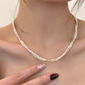Universal buckle broken silver pearl necklace for women easiest for matchclassy double-layer clavicle chain beaded jewelry