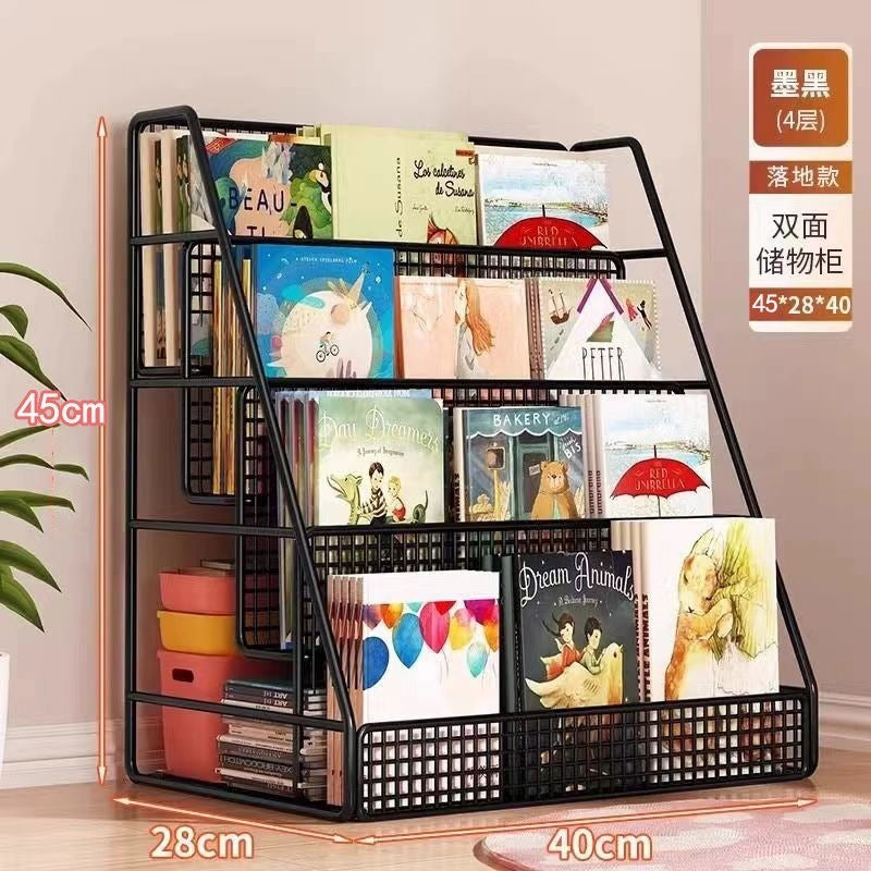 Mobile bookshelf kids picture book storage under-desk organizer floor-standing universal wheel home simple student bookcase