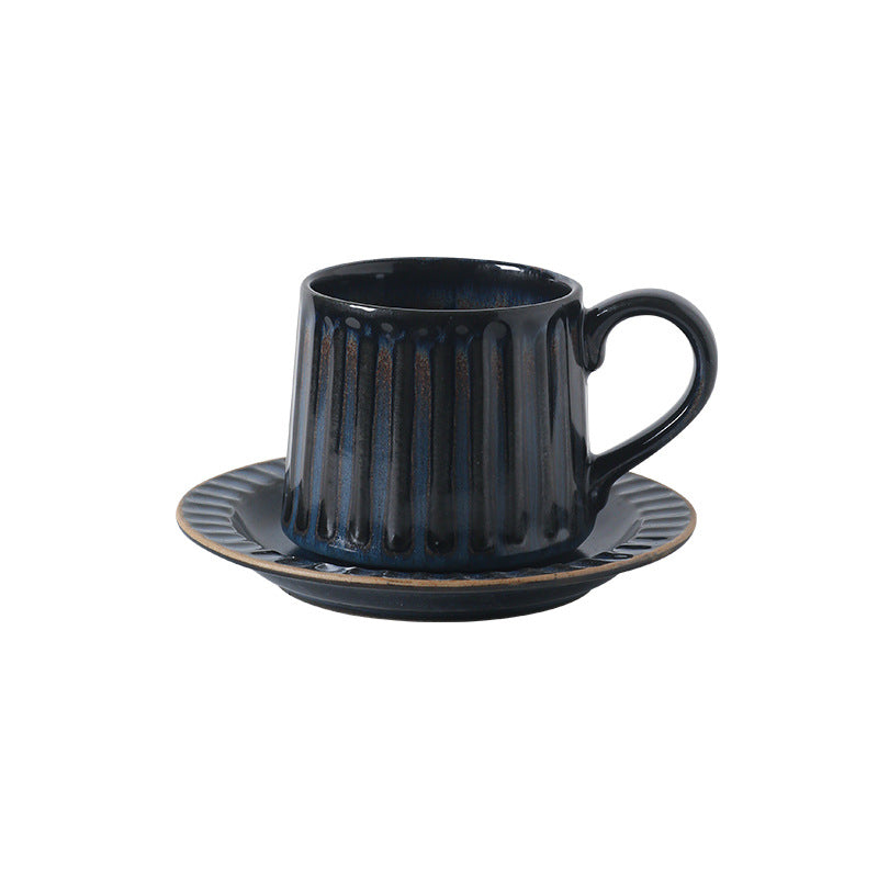 Japanese retro exquisite afternoon tea latte art striped coffee cup and saucer ceramic set - perfect for office milk and breakfast