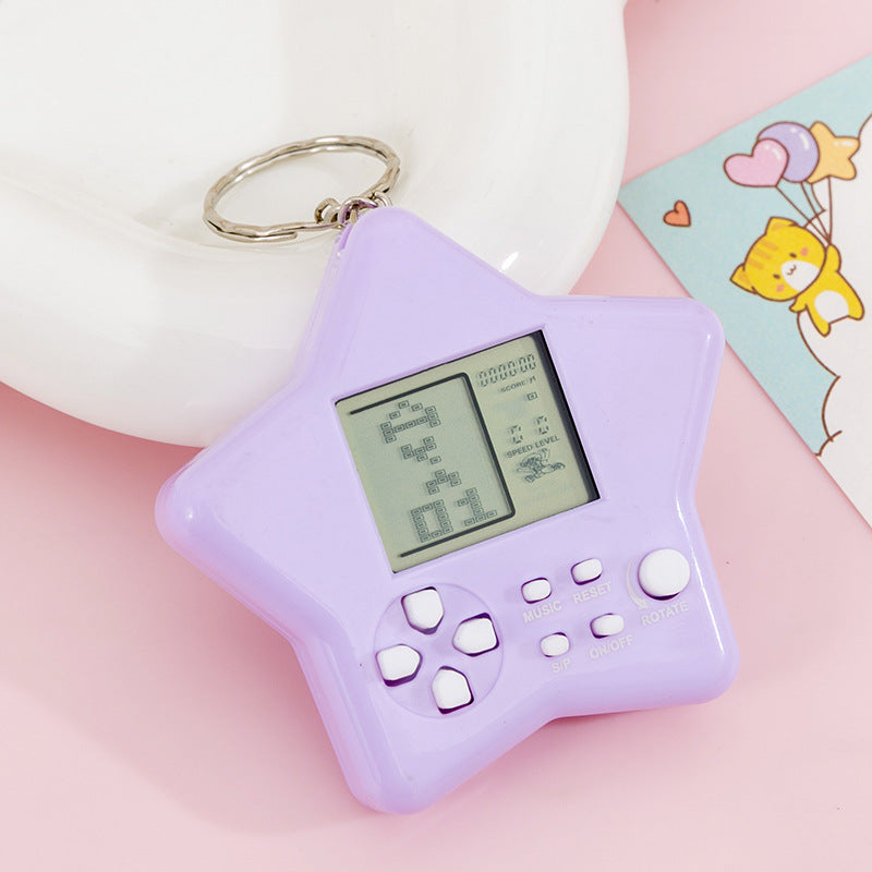 tetris electronic game console - portable handheld mini game console keychain charm toy