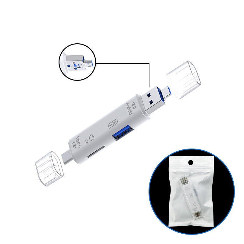 Type-c card reader tf android usb to otg 2.0 adapter - multifunctional 5-in-1