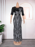 e-commerce european and american sequined slim-fit mermaid evening gown maxi dress african women's clothing  plus size dress
