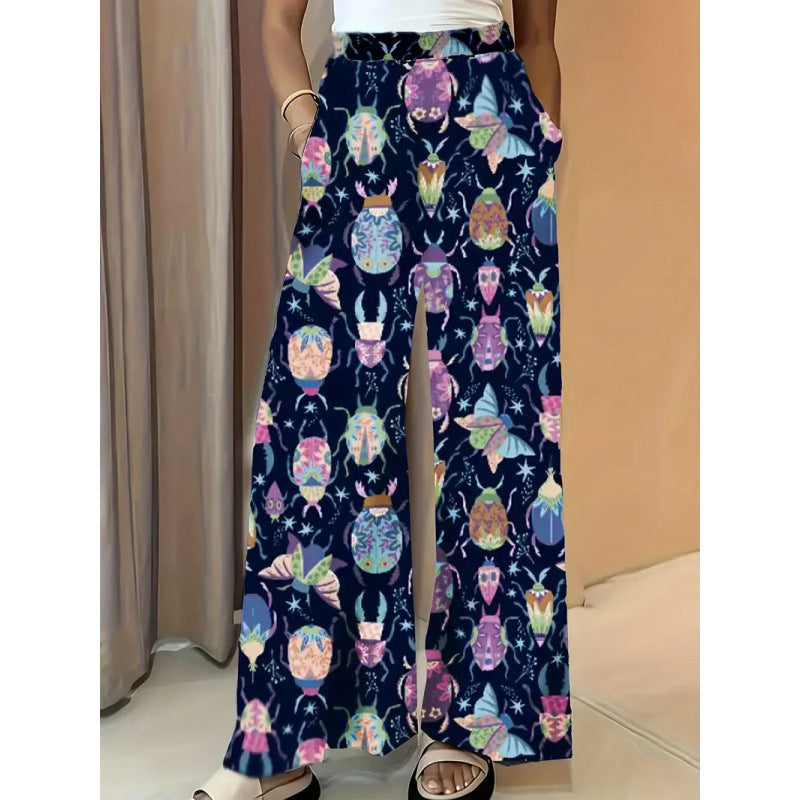 Shipped to europe and the us: -style, flowy, slimming wide-leg pants with a casual floral print, perfect for independent cross-border e-commerce stores