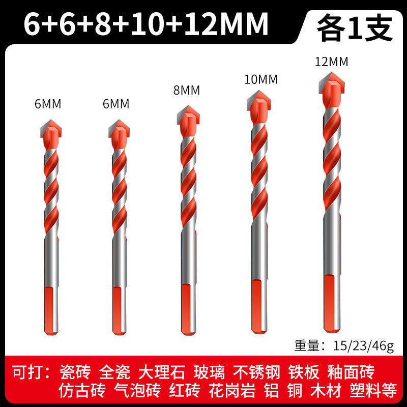 Tile drill bit concrete drilling hole opening overlord drill alloy triangle drill 6mm glass cement large full electric hand drill