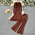 Xiaoxiangfeng wear women's autumeasiest for match sleeveless v neckvest vest loosepantsknittingcardiganhigh waistpants