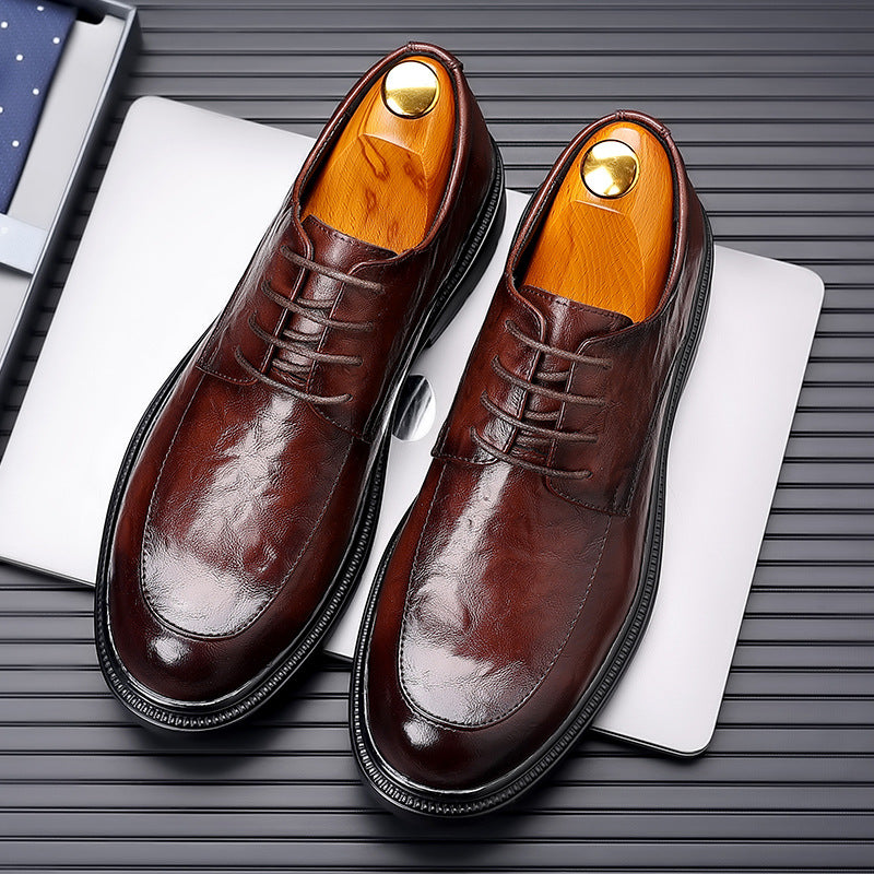 Genuine leather dress shoes for men - new spring collection, british style, business formal, plus size available, full grain leather, groom's wedding shoes