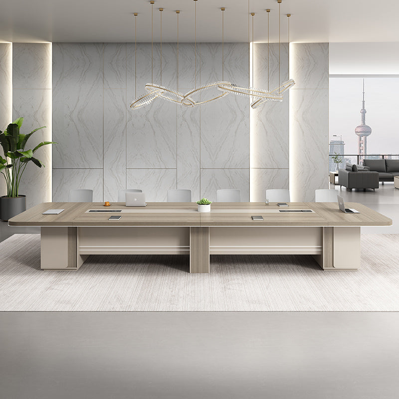 Conference table - long, minimalist rectangular design for meeting rooms, office furniture, suitable for small to large conference and negotiation settings - table and chair set