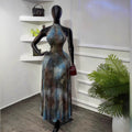 European and american cross-border women's fashion:  summer new arrival - elegant halter neck slim-fit printed gradient sleeveless dress