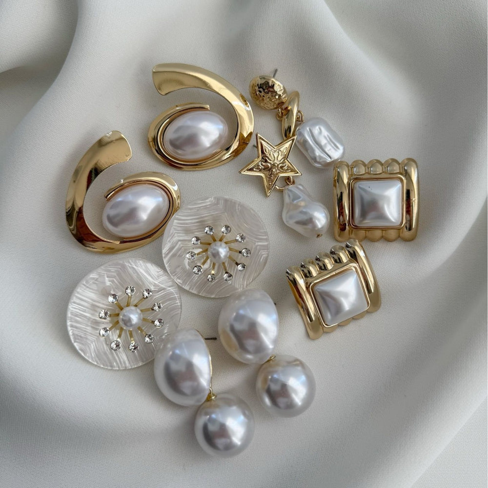 European and american new fashion earrings jewelry, trendy and unique statement faux pearl dangle earrings, niche ins high-end stud earrings