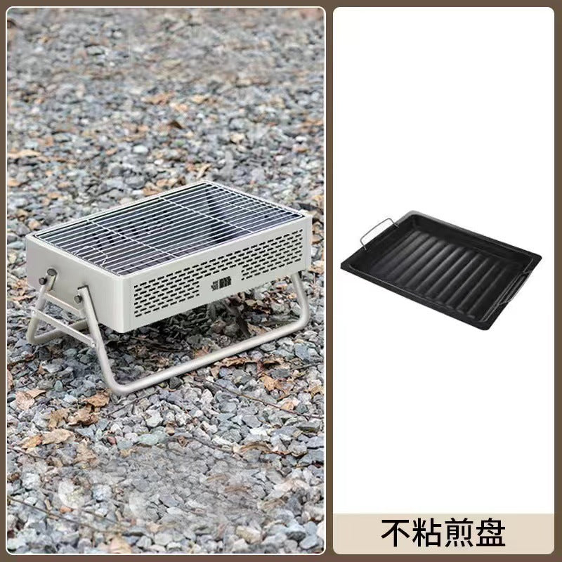 Outdoor bbq grill, detachable multifunctional rotisserie, foldable rack, home-use fire pit for tea brewing, charcoal grill