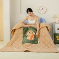 Cartoon plush throw blanket - dual use pillow blanket, crystal velvet, thickened towel embroidery, perfect for car, office, air conditioning, and nap time