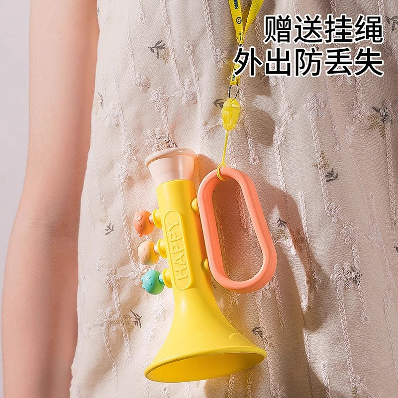 Baby soft rubber chewable trumpet whistle musical instrument harmonica non-toxic whistle flute educational toy