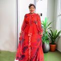 Amazon new arrivalretrolongrufflesdress cross-border foreign trade  african printing long skirt