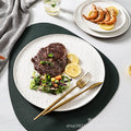 European-style ceramic steak plate, creative embossed white dinner plate for home use, hotel restaurant display plate, minimalist pasta plate