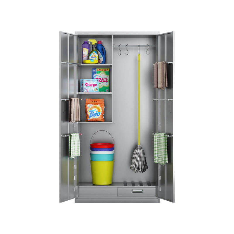 Stainless steel cleaning cabinet household school hygiene cleaning cabinet classroom balcony mop broom tool storage cabinet