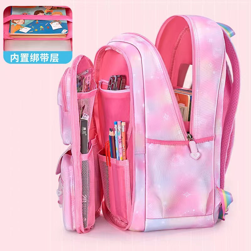 Internal and external single primary school student schoolbag spine protection 1-6 grade college student refrigerator door backpack breathable back pad to reduce load and breathable