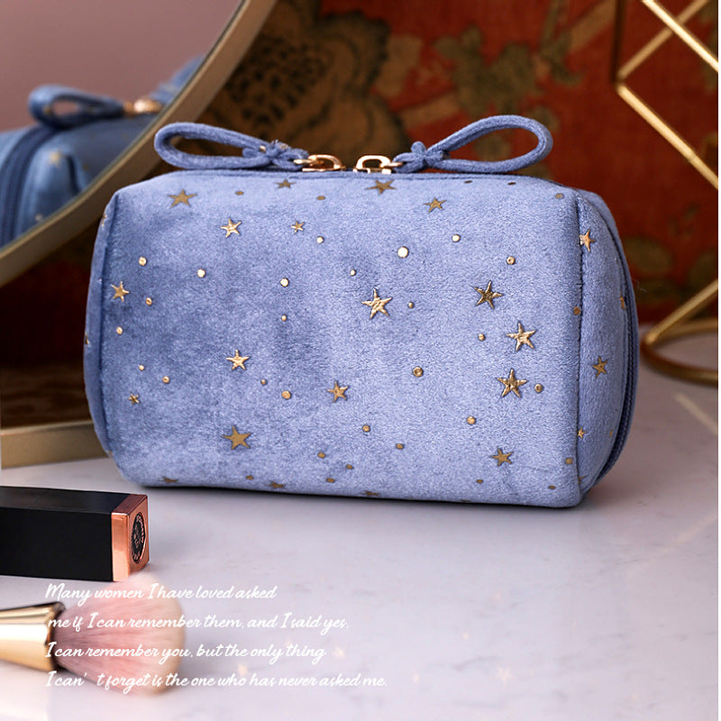 Flannel star hand-held cosmetic bag simple portable storage bag beautiful girl trend red envelope mobile phone storage bag