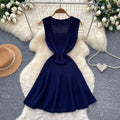 Korean style u-neck sleeveless knitted floral dress - women's 2026 summer new arrival, slim fit, figure-flattering, elegant a-line dress for work and casual wear