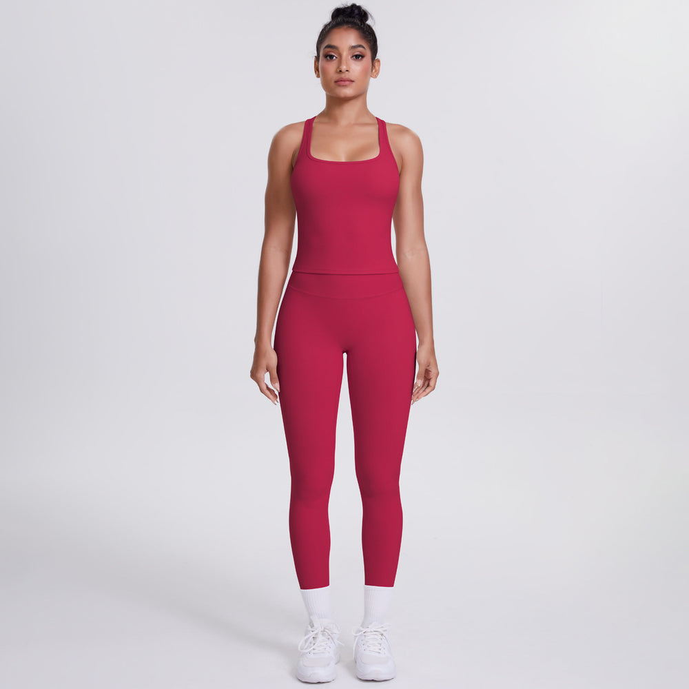 New racerback sports bra set - barely-there feel, compression fit, quick-dry, butt-lifting yoga outfit for outdoor running and fitness
