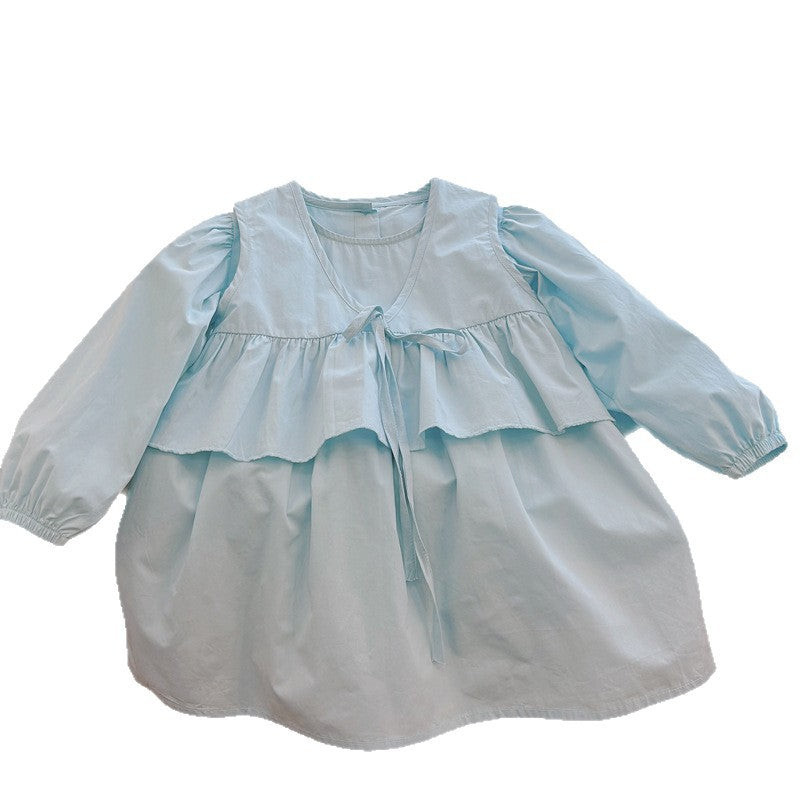 Girls' shirt dress - new spring/autumn collection - stylish princess dress for little girls - pure cotton skirt - solid color, cute for babies