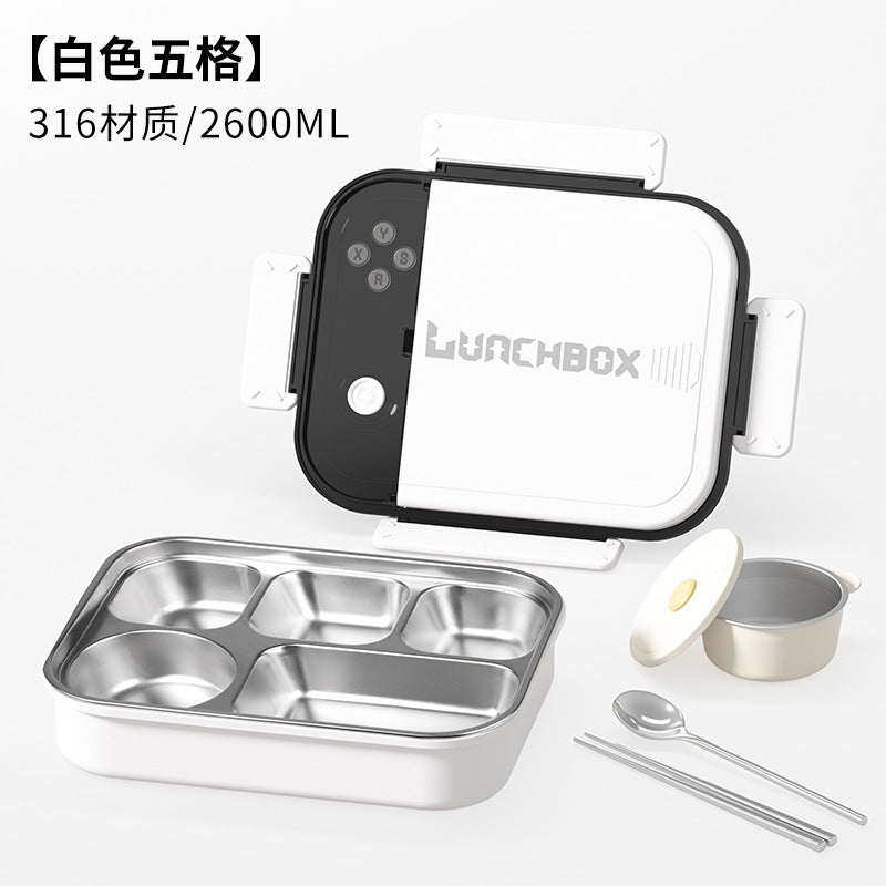 Cross-border thermal insulation lunch box 316 stainless steel advanced sense student lunch box office worker grid portable partition box