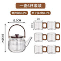 Japanese-style north american black walnut tea set - home glass teapot, high-temperature resistant afternoon fruit tea brewing set
