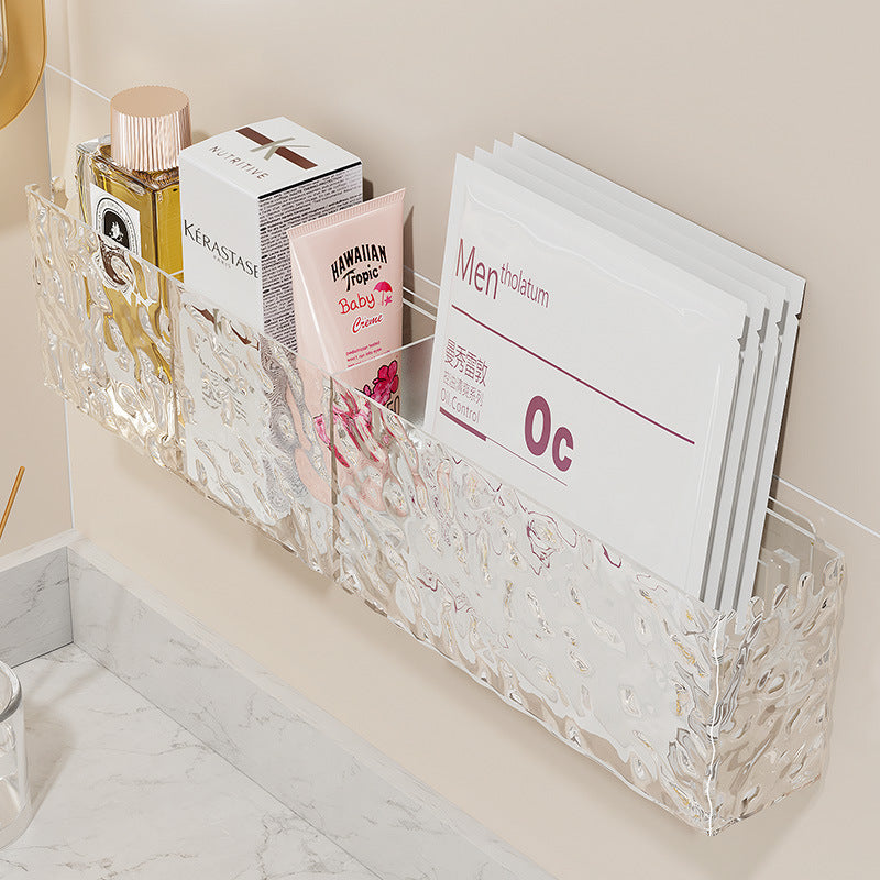 Multifunctional bathroom storage rack with compartments, drainable, no-punch wall-mounted bathroom wall cosmetic storage box