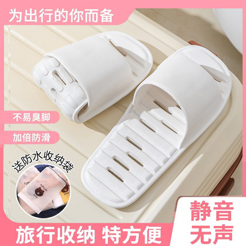 Hotel business trip foldable leaky slippers for women home indoor travel handy gadget bathroom non-slip quick-drying slippers