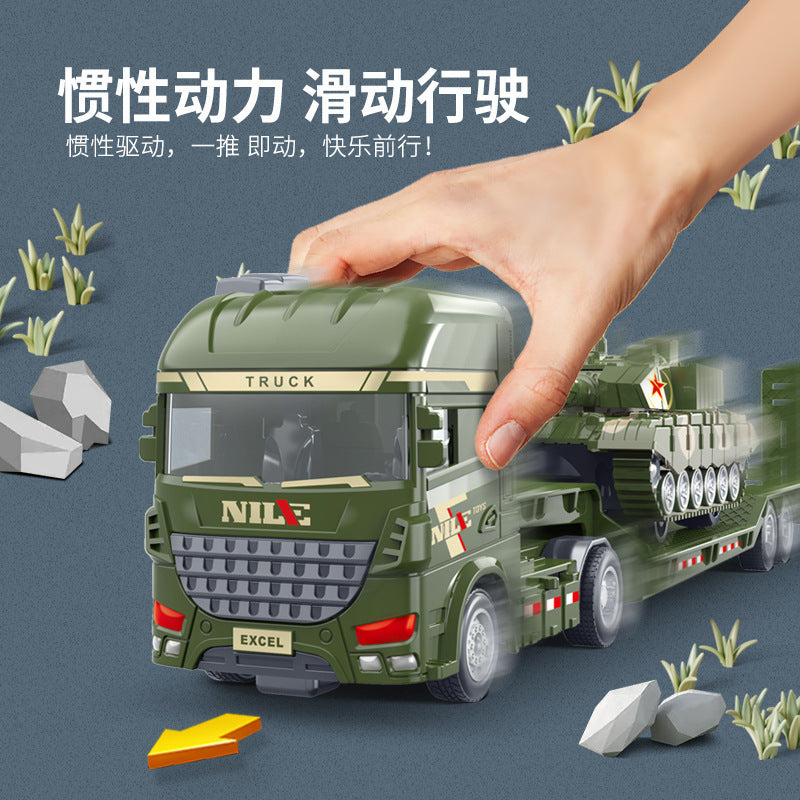 large flatbed transport truck semi-trailer trailer artificial inertia heavy flatbed truck kids engineering vehicle model