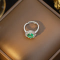 Tz-8040 silver sea blue flower ring