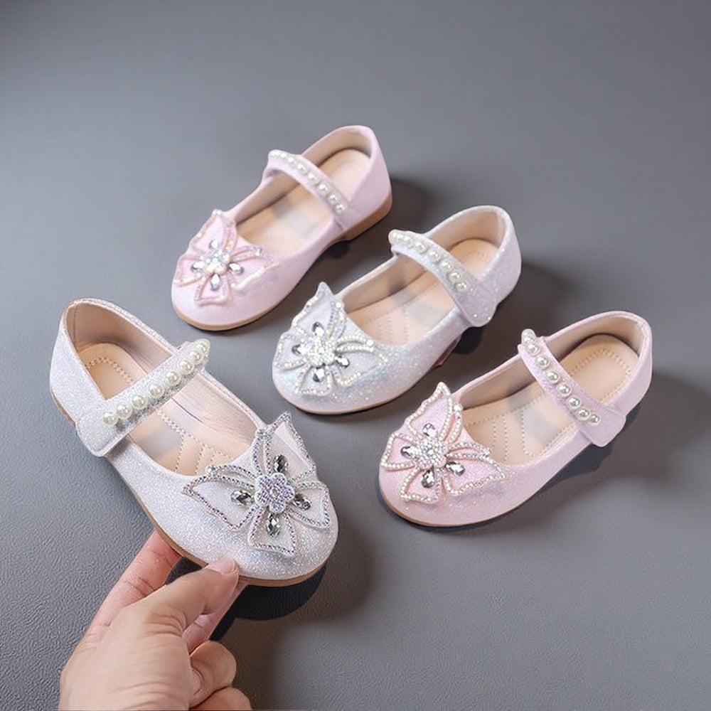 spring new arrival: cross-border bowknot pearl leather shoes - stylish princess shoes for girls